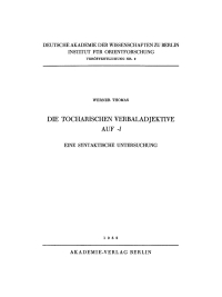 表紙画像: Die Tocharischen Verbaladjektive auf -l 1st edition 9783112766149