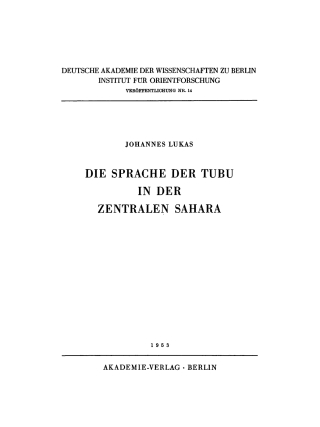 Cover image: Die Sprache der Tubu in der Zentralen Sahara 1st edition 9783112766187