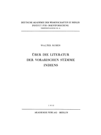 Cover image: Über die Literatur der vorarischen Stämme Indiens 1st edition 9783112766408