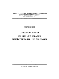 Titelbild: Untersuchungen zu Stil und Sprache neuägyptischer Erzählungen 1st edition 9783112766446