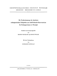 Omslagafbeelding: Die Neubestimmung der absoluten erdmagnetischen Feldgrößen am Adolf-Schmidt-Observatorium für Erdmagnetismus in Niemegk 1st edition 9783112766767