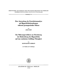 Omslagafbeelding: Eine Anwendung der Korrelationsanalyse auf Magnetfeldschwankungen während geomagnetischer Stürme 1st edition 9783112766804