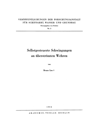 Cover image: Selbstgesteuerte Schwingungen an überströmten Wehren 1st edition 9783112766842