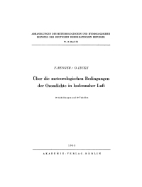 صورة الغلاف: Über die meteorologischen Bedingungen der Ozondichte in bodennaher Luft 1st edition 9783112767108