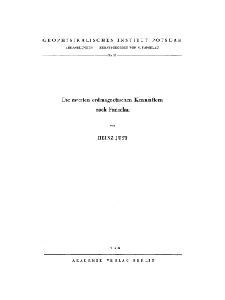 Cover image: Die zweiten erdmagnetischen Kennziffern nach Fanselau 1st edition 9783112767160