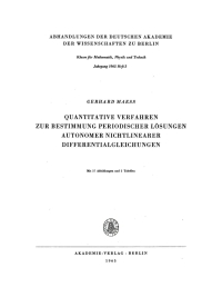 Imagen de portada: Quantitative Verfahren zur Bestimmung periodischer Lösungen autonomer nichtlinearer Differentialgleichungen 1st edition 9783112767528