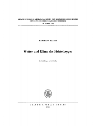 Immagine di copertina: Wetter und Klima des Fichtelberges 1st edition 9783112767566