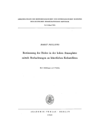 Imagen de portada: Bestimmung der Dichte in der hohen Atmosphäre mittels Beobachtungen an künstlichen Erdsatelliten 1st edition 9783112767627