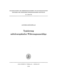 Cover image: Typisierung mitteleuropäischer Witterungsumschläge 1st edition 9783112767702