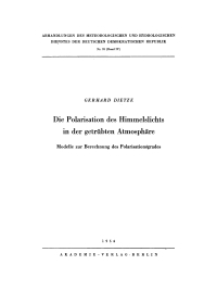 Cover image: Die Polarisation des Himmelslichts in der getrübten Atmosphäre 1st edition 9783112767948