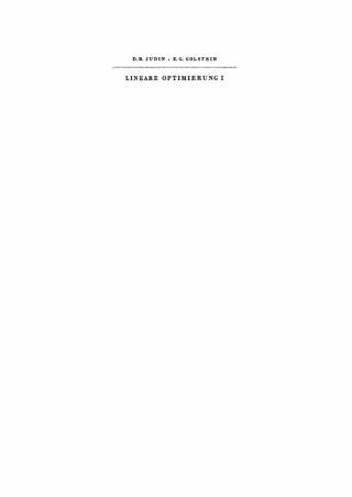 Cover image: Lineare Optimierung I 1st edition 9783112769782