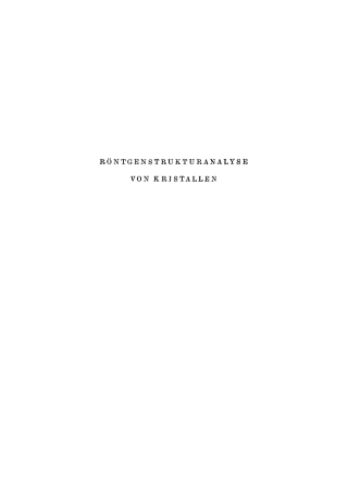 Cover image: Röntgenstrukturanalyse von Kristallen 1st edition 9783112771242