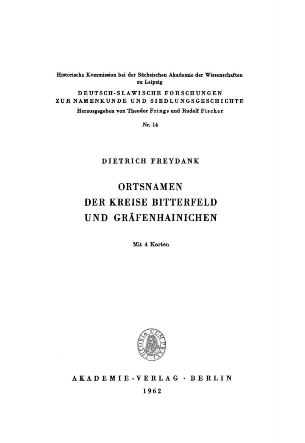 Ortsnamen der Kreise Bitterfeld und Gräfenhainichen 1st Edition