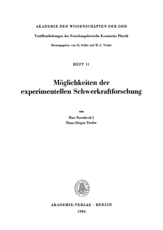 Cover image: Möglichkeiten der experimentellen Schwerkraftforschung 1st edition 9783112774007