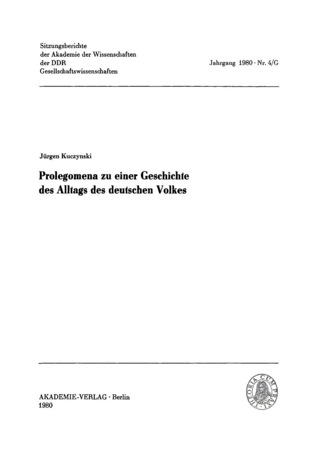 Prolegomena zu einer Geschichte des Alltags des deutschen Volkes 1st Edition