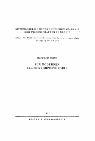 Cover image: Zur modernen Klassenkörpertheorie 1st edition 9783112774762