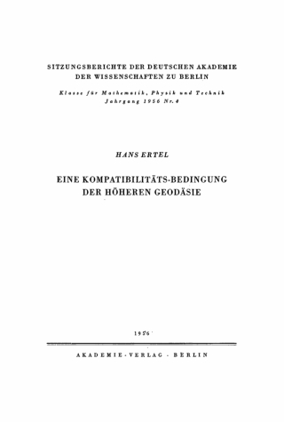Cover image: Eine Kompatibilitäts-Bedingung der höheren Geodäsie 1st edition 9783112774908