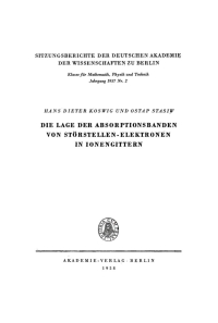 Cover image: Die Lage der Absorptionsbanden von Störstellen-Elektronen in Ionengittern 1st edition 9783112774946