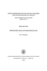 Cover image: Probleme der Luftreinhaltung 1st edition 9783112774984