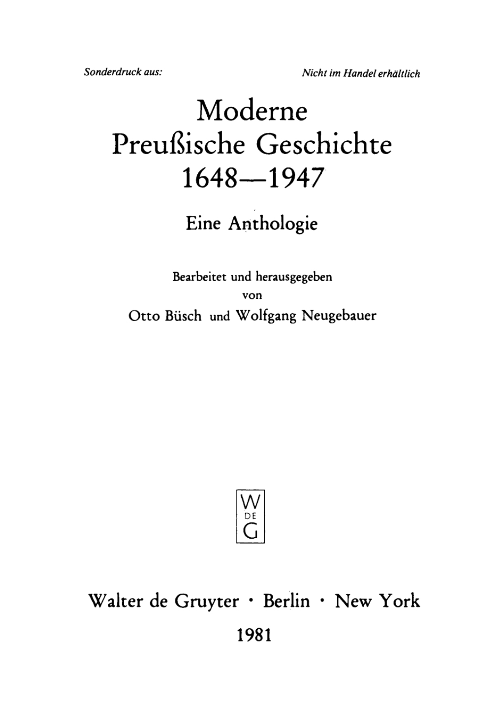 Moderne Preußische Geschichte 1648–1947 Eine Anthologie 1st Edition