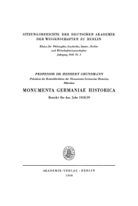 Cover image: Monumenta Germaniae Historica: Bericht für das Jahr 1958/59 1st edition 9783112775325