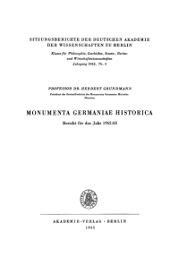 Cover image: Monumenta Germaniae Historica: Bericht für das Jahr 1962/63 1st edition 9783112775400