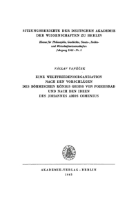 Cover image: Eine Weltfriedensorganisation nach den Vorschlägen des Böhmischen Königs Georg von Podiebrad und nach den Ideen des Johannes Amos Comenius 1st edition 9783112775462