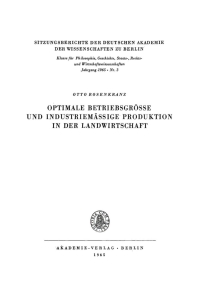 Imagen de portada: Optimale Betriebsgrösse und industriemässige Produktion in der Landwirtschaft 1st edition 9783112775547