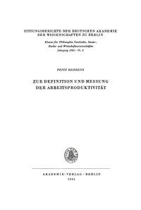 Cover image: Zur Definition und Messung der Arbeitsproduktivität 1st edition 9783112775585