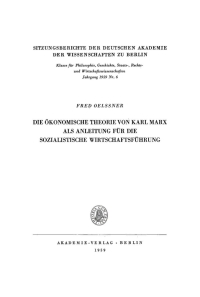 Cover image: Die ökonomische Theorie von Karl Marx als Anleitung für die sozialistische Wirtschaftsführung 1st edition 9783112775608