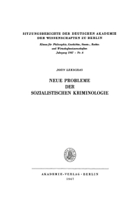 Cover image: Neue Probleme der sozialistischen Kriminologie 1st edition 9783112775707