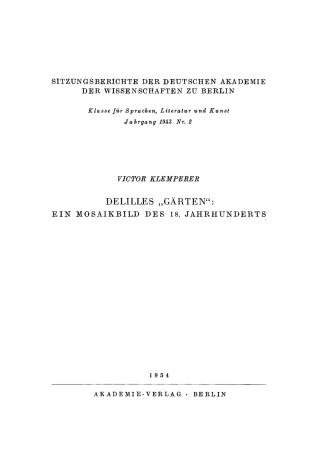 Cover image: Delilles „Gärten“: ein Mosaikbild des 18. Jahrhunderts 1st edition 9783112775721