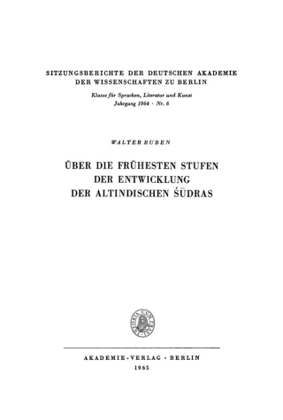Cover image: Über die frühesten Stufen der Entwicklung der altindischen Sūdras 1st edition 9783112775820