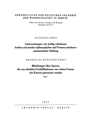Cover image: Untersuchungen von kohlig erhaltenen fertilen und sterilen Sphenophyllen und Formen unsicherer systematischer Stellung 1st edition 9783112777107