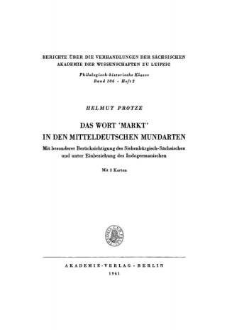 Cover image: Das Wort ‘Markt’ in den mitteldeutschen Mundarten 1st edition 9783112778227