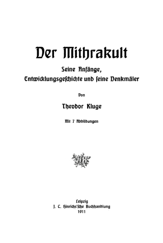 Imagen de portada: Der Mithrakult 1st edition 9783112778401