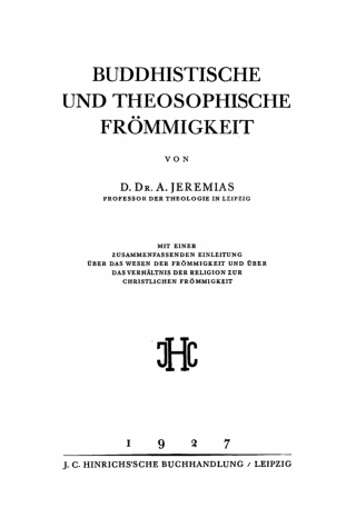 Cover image: Buddhistische und theosophische Frömmigkeit 1st edition 9783112780800