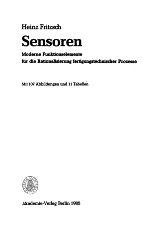 Cover image: Sensoren 1st edition 9783112782828