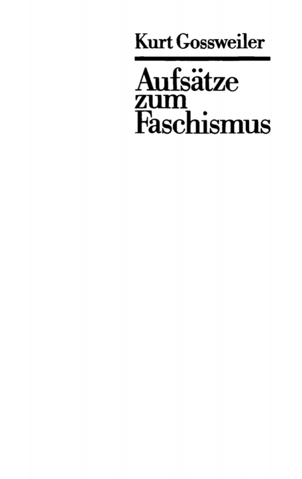Aufsätze zum Faschismus 2nd Edition