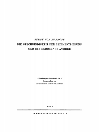 Cover image: Die Geschwindigket der Sedimentbildung und ihr endogener Antrieb 1st edition 9783112783382