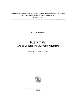 Cover image: Das Klima an Waldbestandsrändern 1st edition 9783112783900
