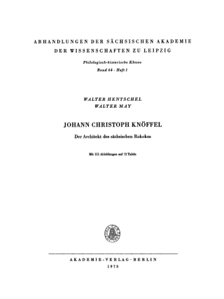 Imagen de portada: Johann Christoph Knöffel 1st edition 9783112786369