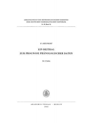 Cover image: Ein Beitrag zur Prognose phänologischer Daten 1st edition 9783112786567