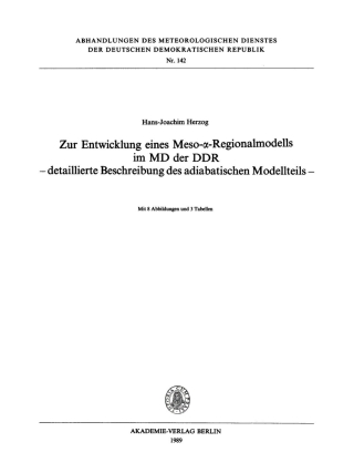 Cover image: Zur Entwicklung eines Meso-α-Regionalmodells im MD der DDR 1st edition 9783112786840