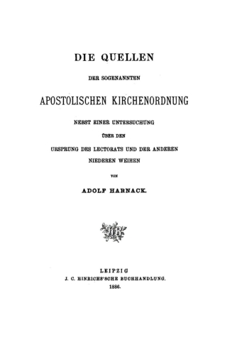 Imagen de portada: Die Quellen der sogenanten apostolischen Kirchenordnung 1st edition 9783112788981
