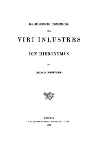Cover image: Die griechische Übersetzung der Viri inlustres des Hieronymus 1st edition 9783112789407