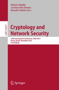 Imagen de portada: Cryptology and Network Security 9783319029368