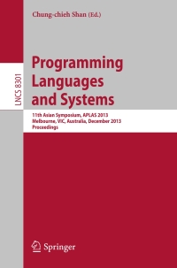 Cover image: Programming Languages and Systems 9783319035413