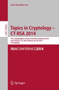 Cover image: Topics in Cryptology -- CT-RSA 2014 9783319048512