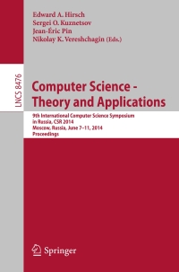 Imagen de portada: Computer Science - Theory and Applications 9783319066851